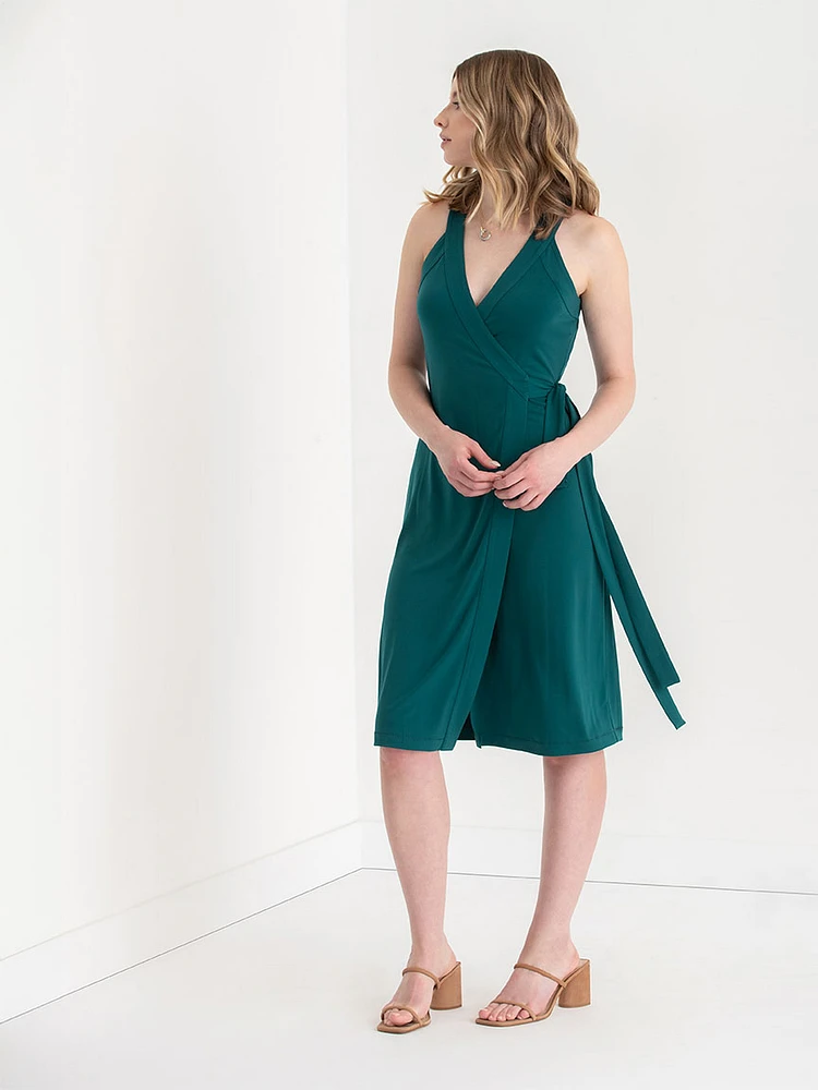 Sleeveless Midi Wrap Dress