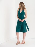 Sleeveless Midi Wrap Dress