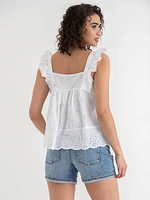 Cotton Ruffle Tank Blouse