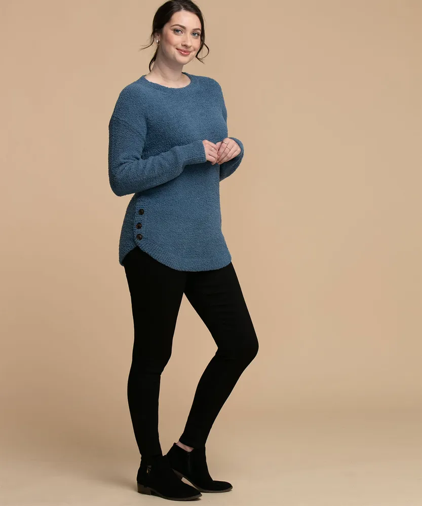 Side Button Teddy Sweater