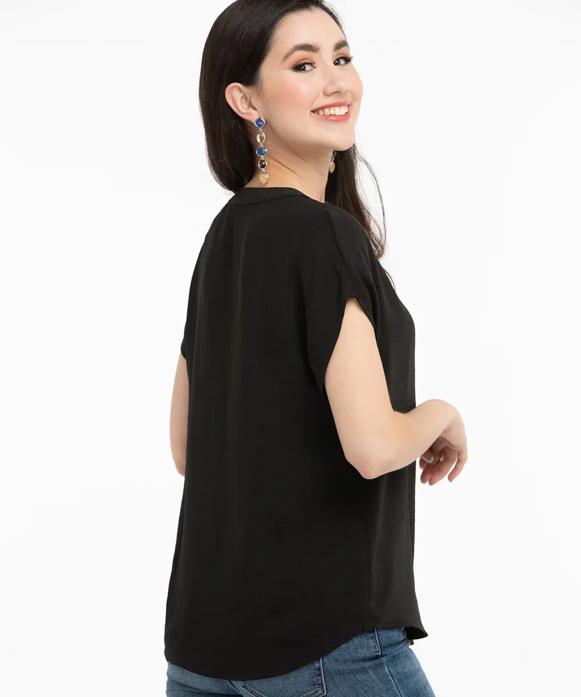 Extended Sleeve Henley Blouse