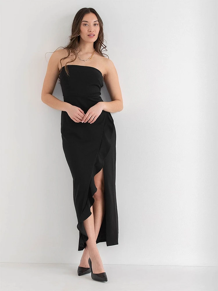 Iconic Strapless Ruffle Dress Crepe