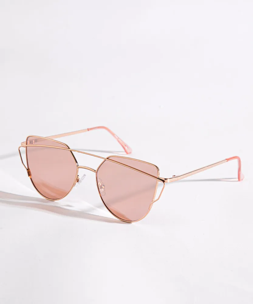 Rose Gold Aviator Sunglasses