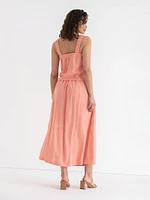 Viscose Linen Midi Skirt with Slit