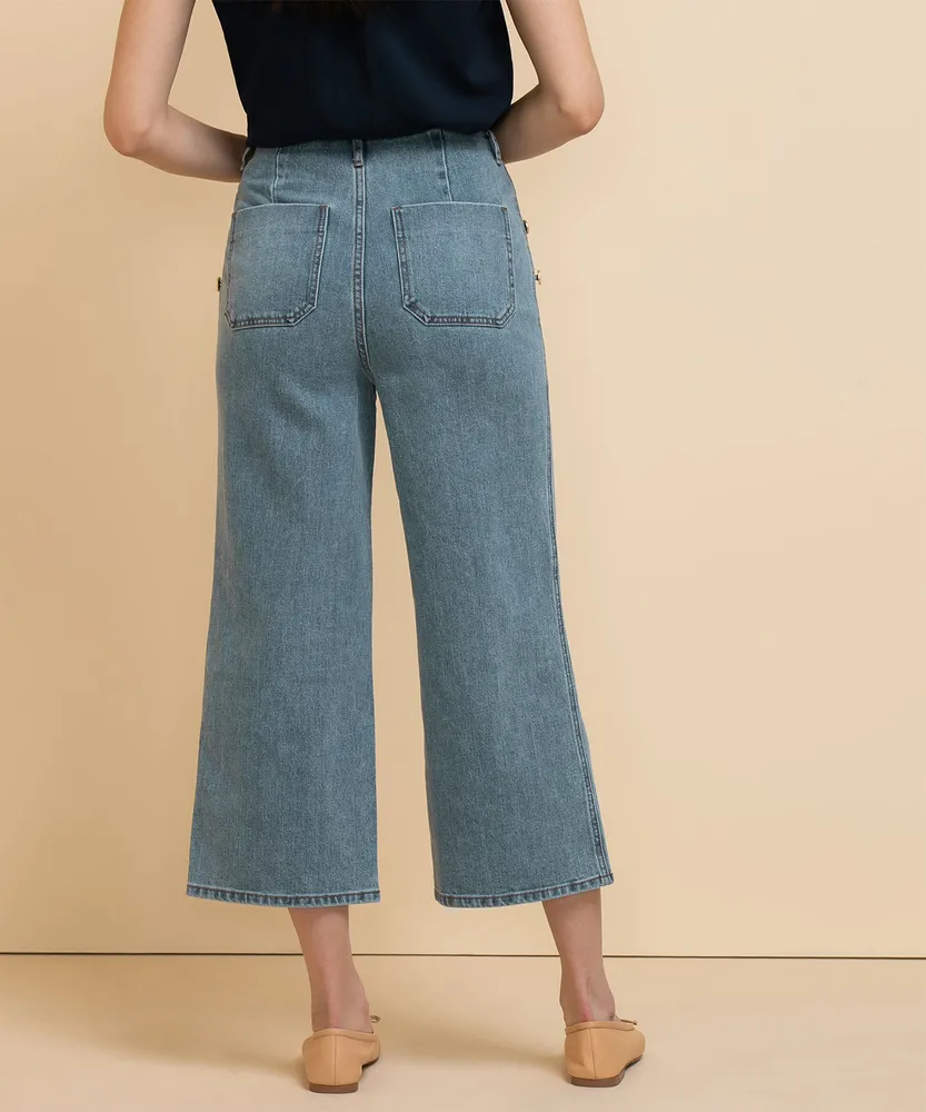 Nautical Pocket Wide Crop Jean by LRJ