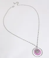 Long Chain Necklace with Double Disk Pendant