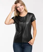 Leatherette Short Sleeve Top