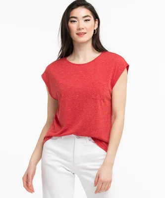 Linen Blend Pocket Tee