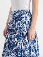 Tiered Poplin Midi Skirt