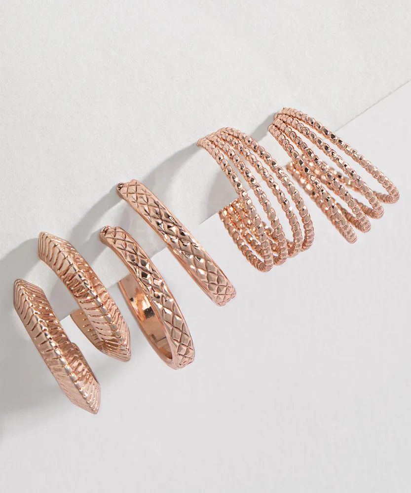 Small Rose Gold Hoop Earring Trio