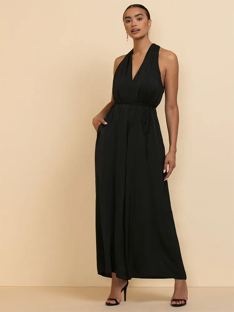 Sleeveless V-Neck Knot-Back Jumpsuit