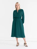 Long Sleeve Midi Henley Dress