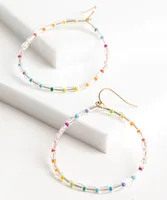 Rainbow Beaded Hoop Earring