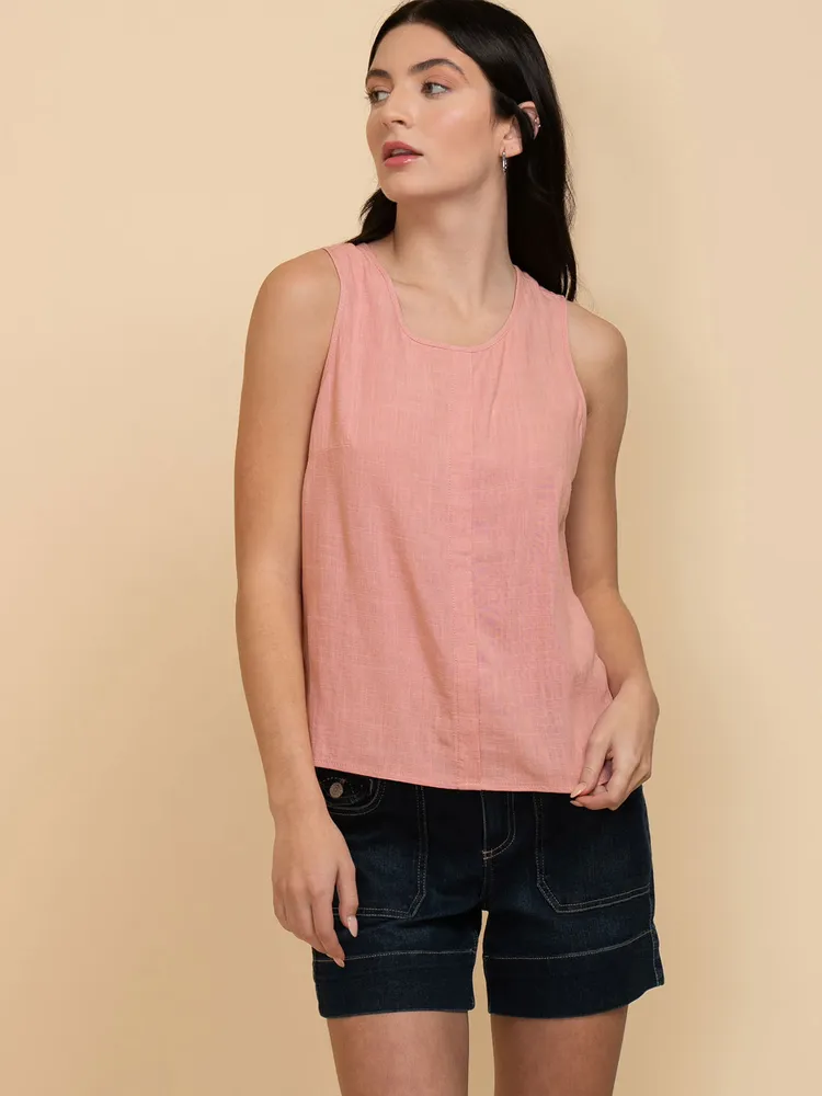 Sleeveless Linen Shell Blouse