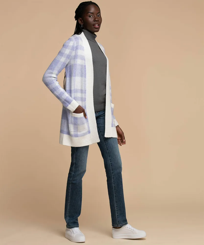 Buffalo Check Open Front Cardigan