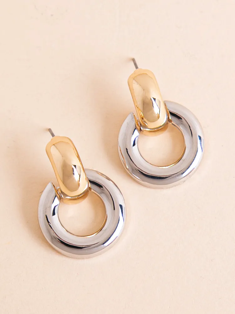 Chubby Gold and Silver Hoop Earrings