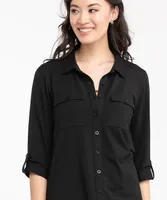 Knit Collared Button Front Shirt