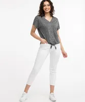 Tie Front Crinkle Knit Top