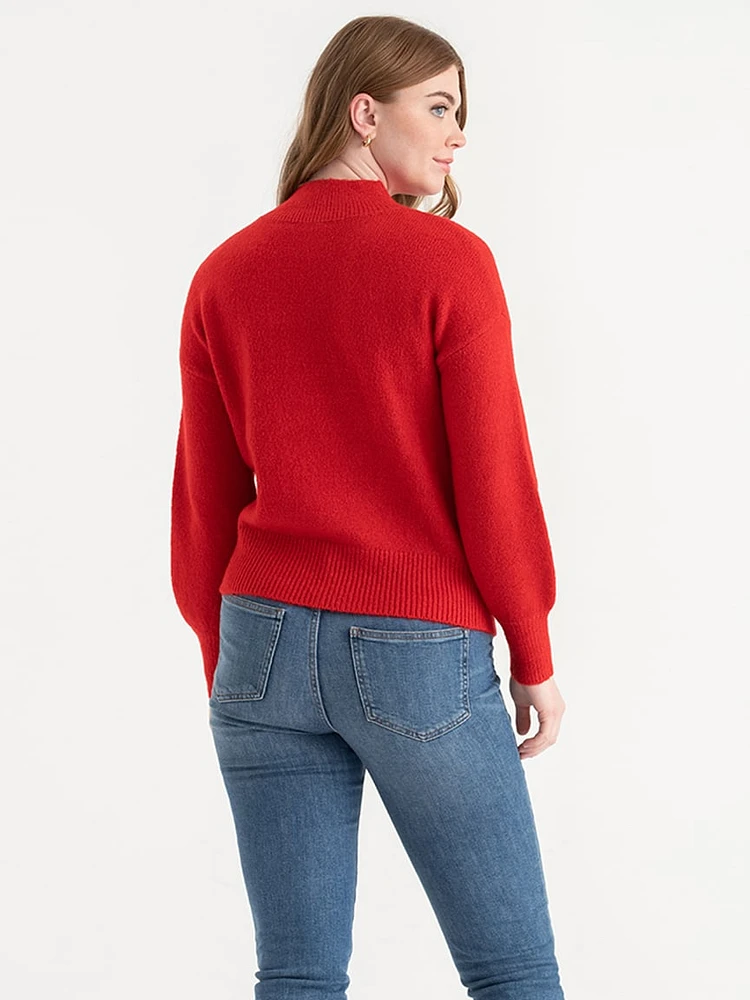 Mock Neck Balloon Sleeve Sweater