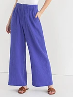 Crinkle Cotton Wide Leg Pant