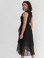 Chiffon Ruffle Wrap Dress