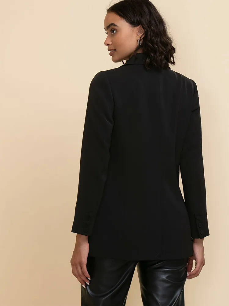 Crepe Double Breasted Relaxed Blazer