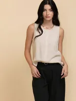 Sleeveless Linen Shell Blouse