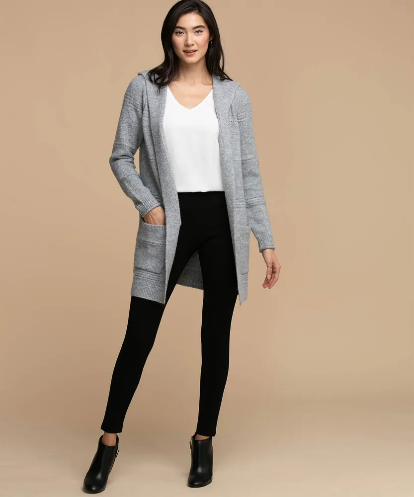 Hooded Pointelle Cardigan