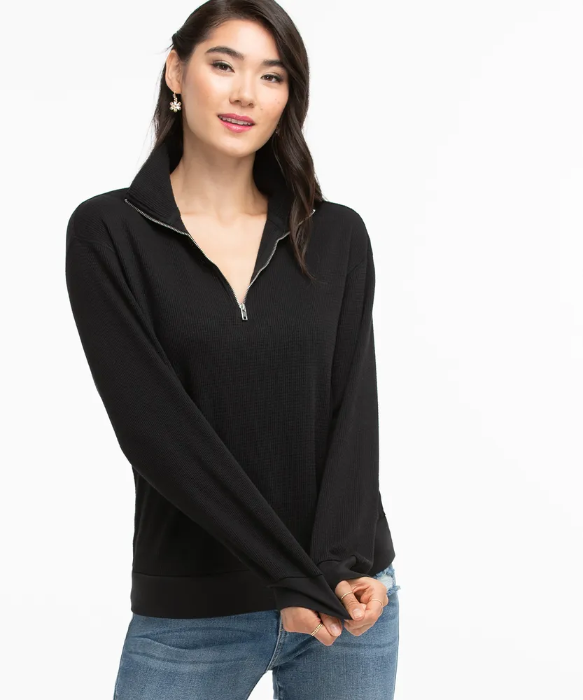 Quarter Zip Waffle Top