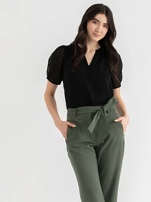 Stacey Short Sleeve Blouse with Buttons