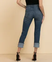 Sylvie Slim Straight Jean with Turn-Back Cuff