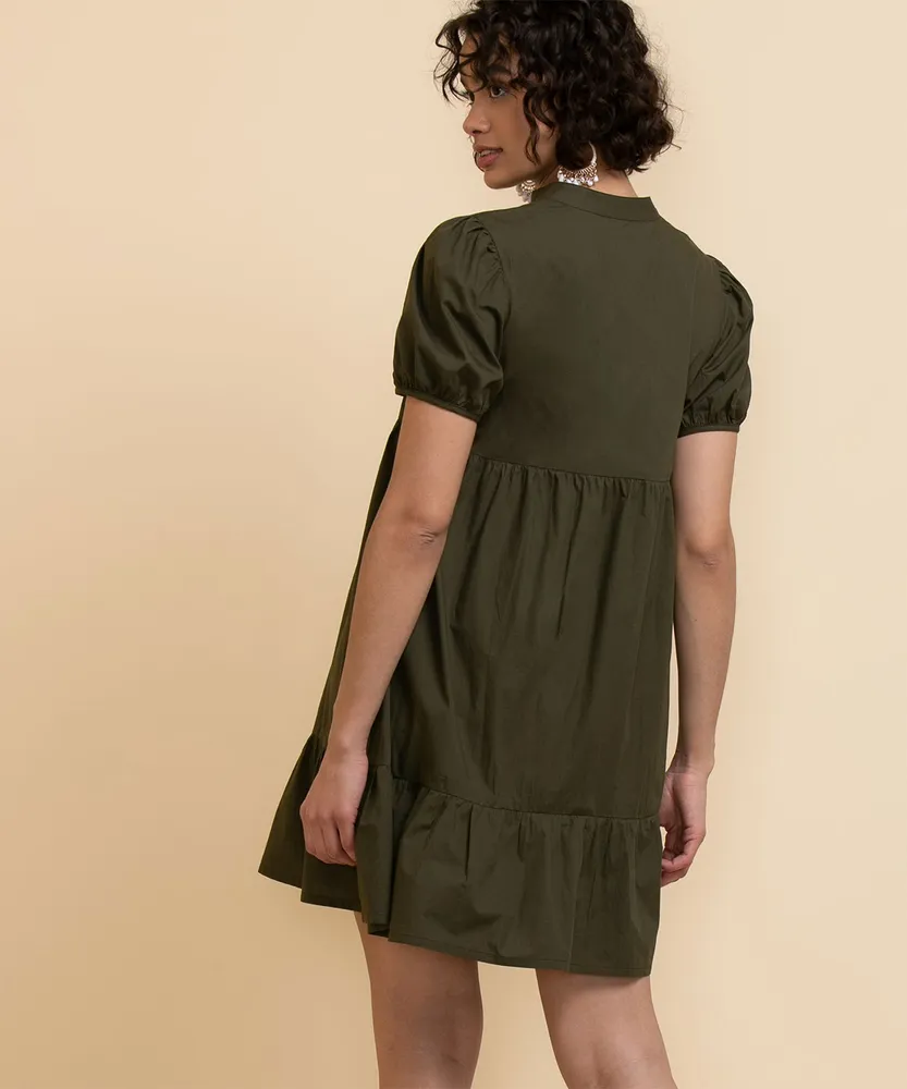 Tash + Sophie Button Front Poplin Dress