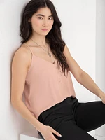 Sadie Strappy V-Neck Tank with Button