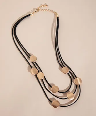 Short Layered Necklace with Gold Pendants