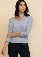 Easy V-Neck Hacci Knit Top