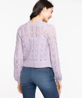 Pointelle Cropped Open Cardigan