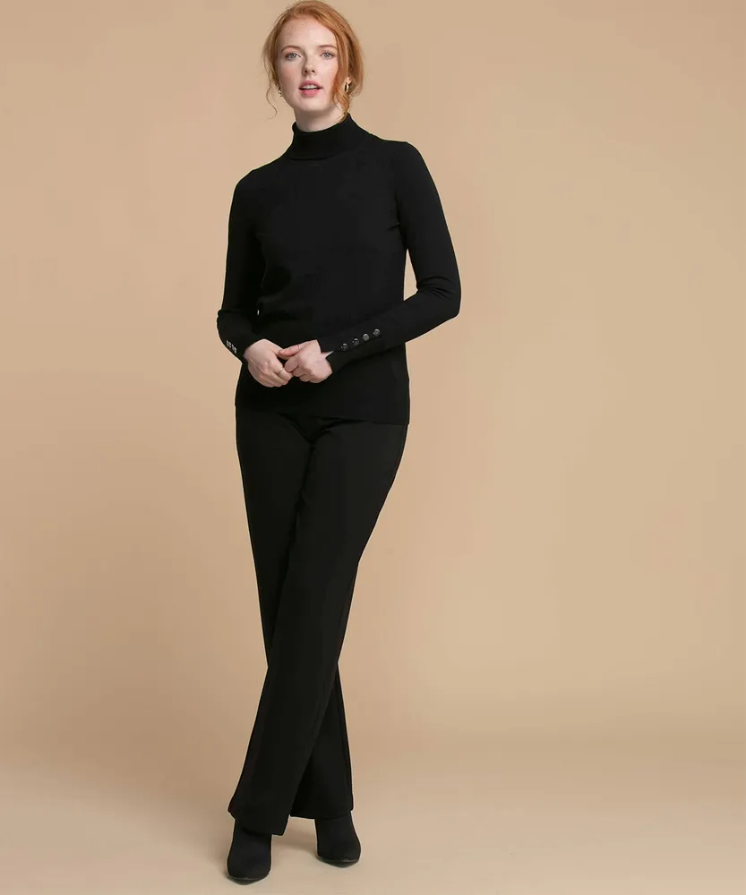 Eco-Friendly Button Sleeve Turtleneck