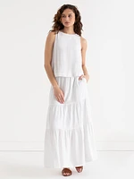 Tiered Linen Maxi Skirt