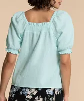 Cotton Puff-Sleeve Blouse