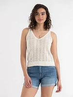 V-Neck Pointelle Sweater Tank