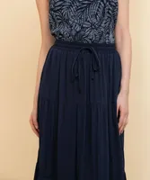 Tiered Maxi Skirt with Ladder-Trim