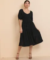 Sweetheart Tiered Midi Dress