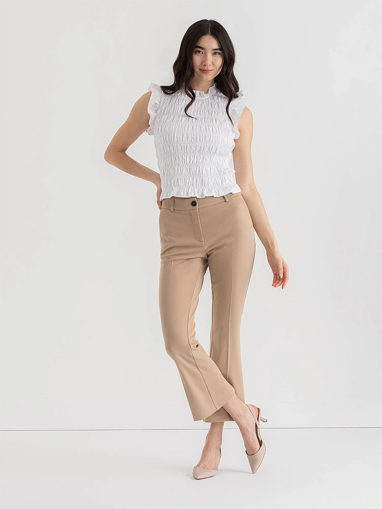 Flared Ankle Pants Ponte Twill