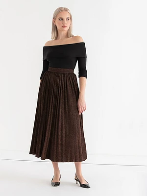 Jersey Metallic Pleated Skirt