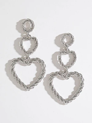 Silver Hollow Heart Earrings