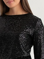 Sequin Crew Neck Top