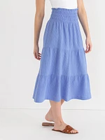 Tiered Crinkle Cotton Skirt