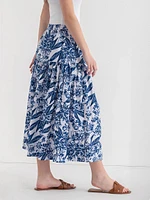 Tiered Poplin Midi Skirt