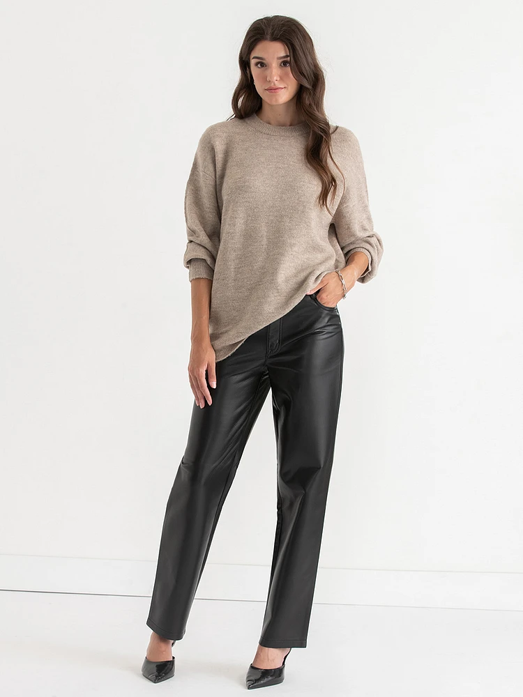 Straight-Leg Faux-Leather Pant