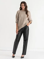 Straight-Leg Faux-Leather Pant